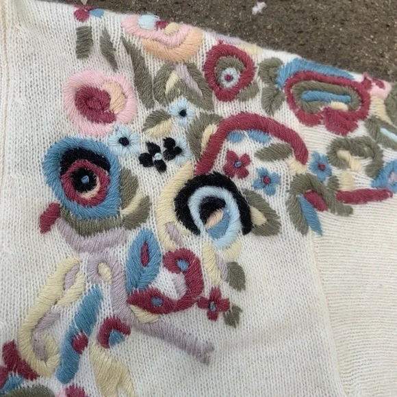 Vintage Angora Lambswool Embroidered Floral cardigan - Picture 2 of 6
